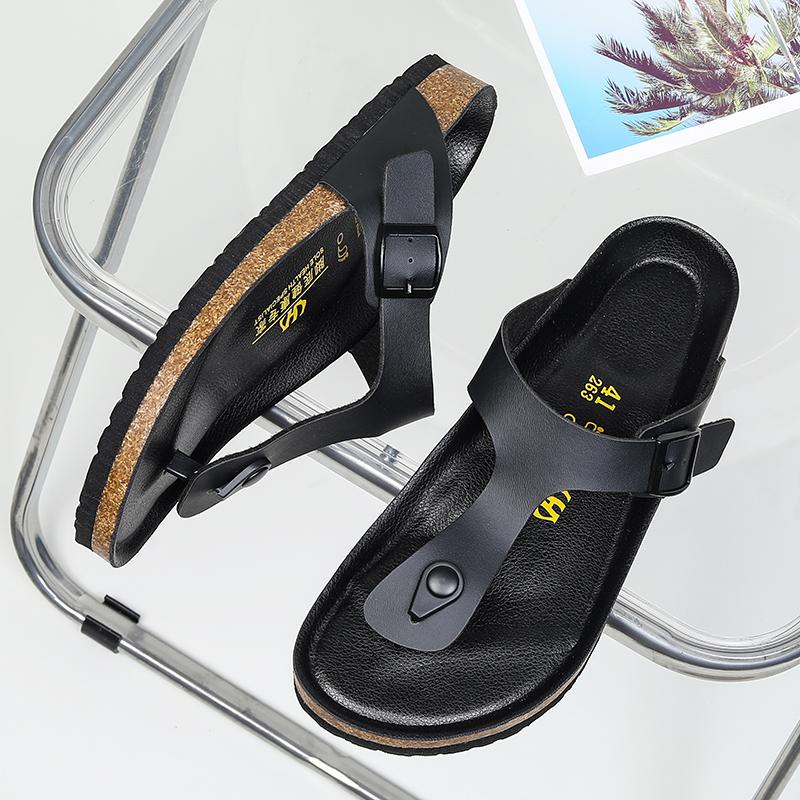 Mens Summer Sandals Casual Leather Beach Slippers Outdoor Male Flip Flops Breathable Half Drag Lightweight Lazy Shoes New Slides
