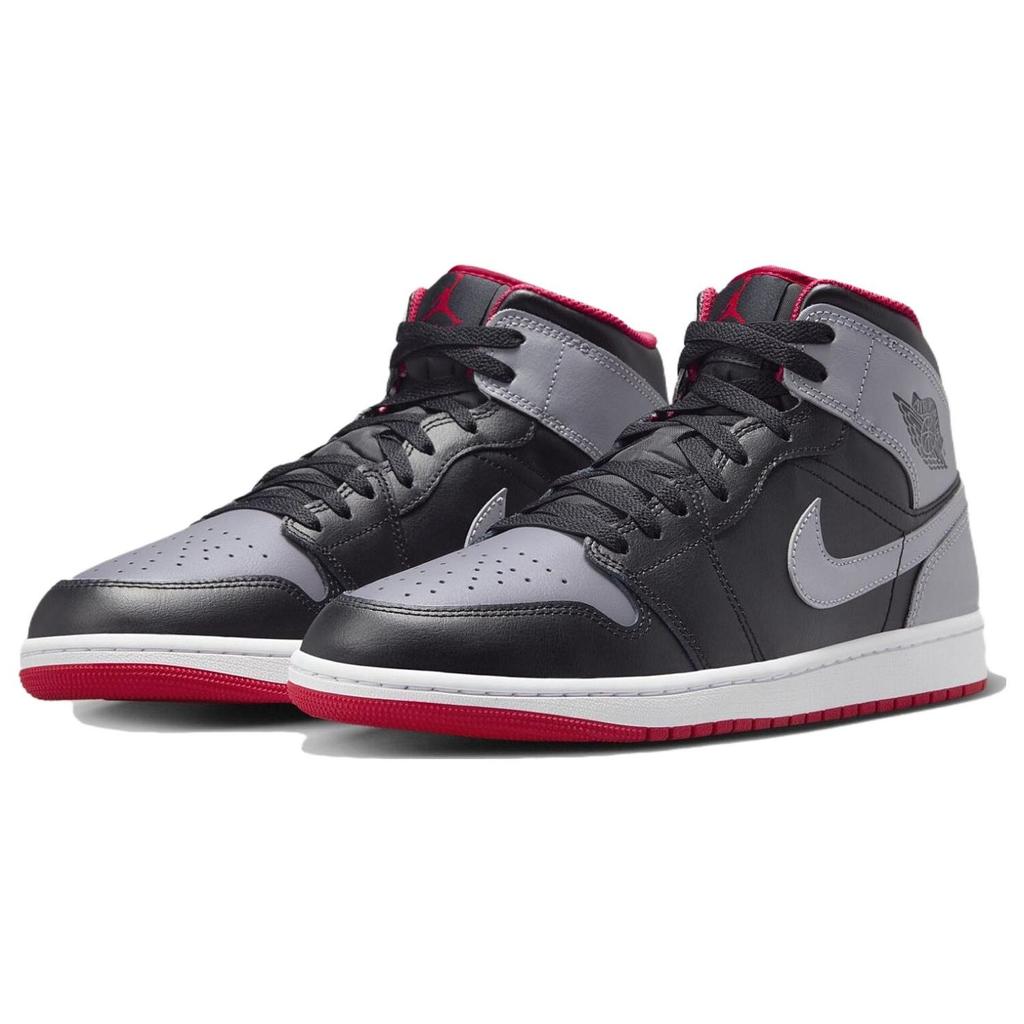 Мужские кроссовки Air Jordan 1 Mid Bred Shadow серо-черные цементно-серые DQ8426-006
