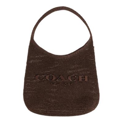 Brooklyn 40 Mesh Texture Design Brand Logo Cellulose Material Shoulder Bag Large Size Women's Brown