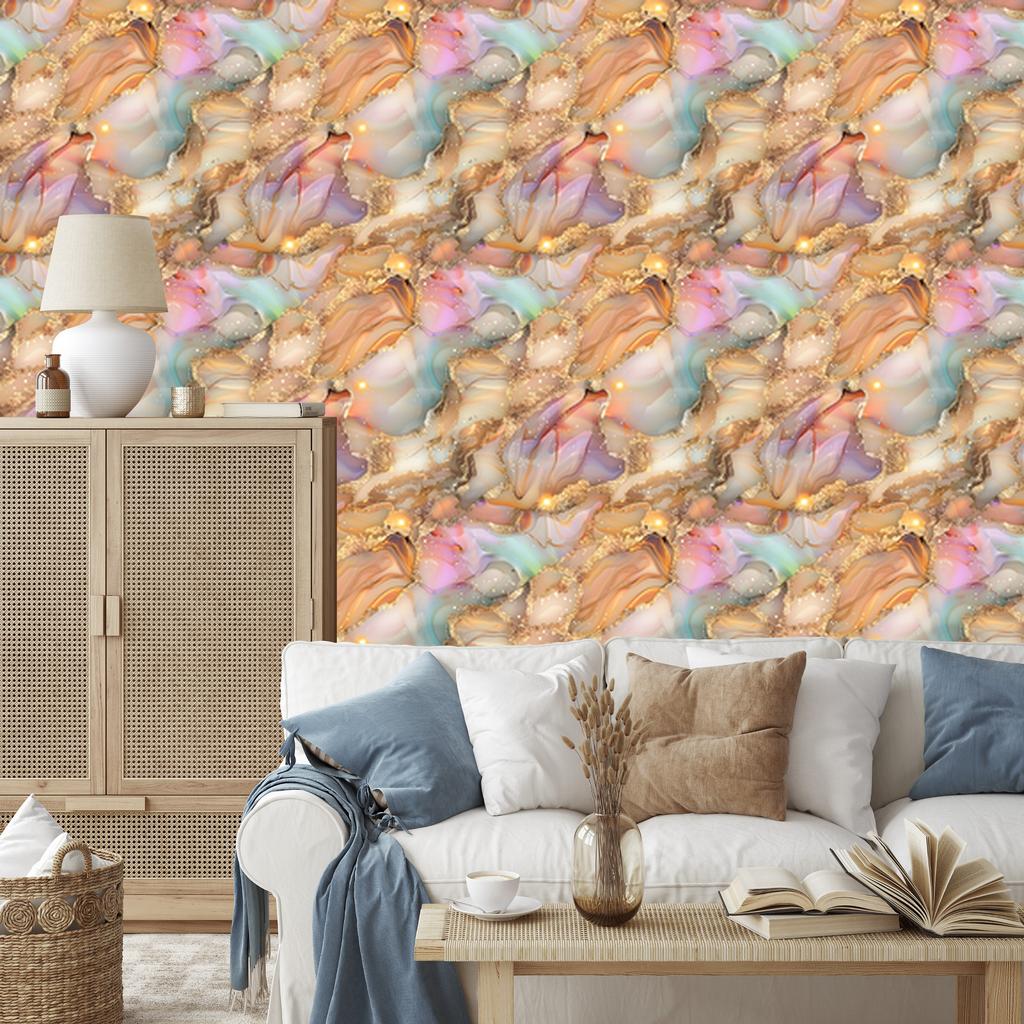 Beige, gold and orange ink wallpaper for living room and bedroom 50x1000
