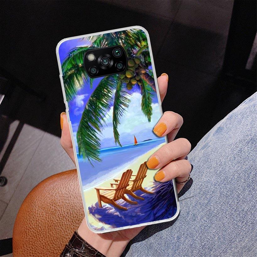Summer Beach Sunset Sea Palm Tree Phone Case For Xiaomi Poco X7 X6 X5 Pro F7 Ultra Redmi 15C 15 13C 13 12C 12 10 10A 10C 9 9A 9C