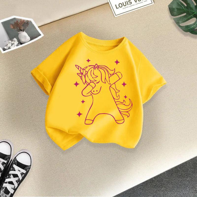 Мальчики Футболка 2-13 лет Детская футболка с принтом единорога Футболка для девочки Детская одежда из 100% хлопка Футболка Топы Футболка