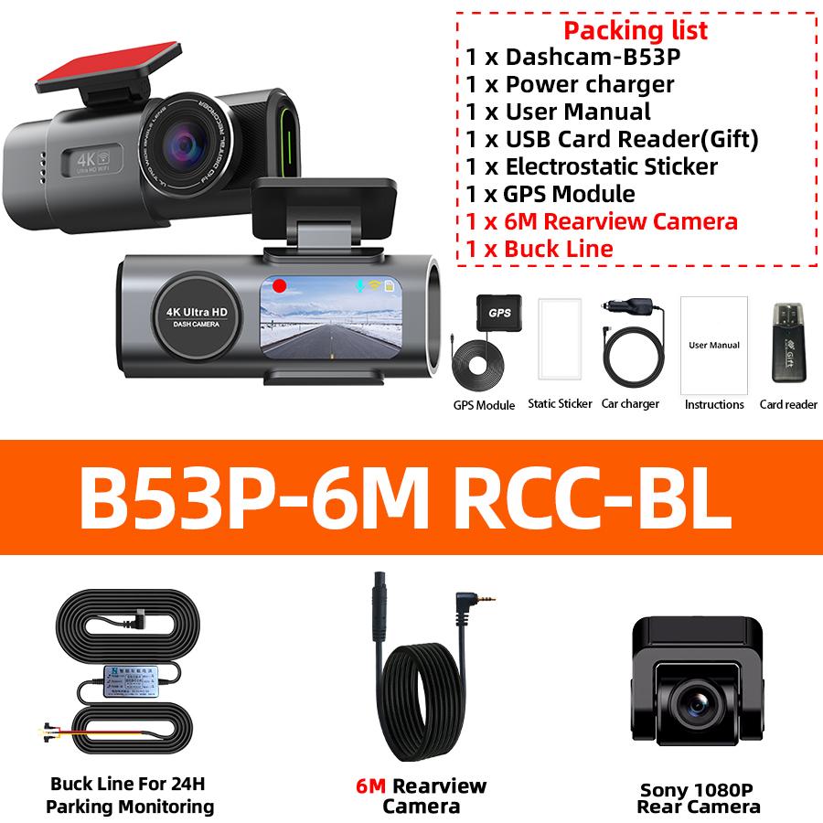 Yangood 4K Dashcam Black box Dual Channel Dual Lens Night Vision Support WIFI GPS 24H Parking Monitoring Car Video Recorder
