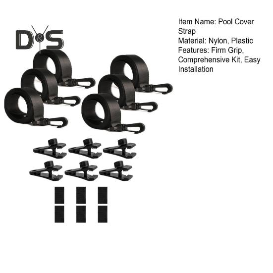 Комплект ремней для покрытия бассейна Комплект для крепления катушки солнечного покрытия для бассейна 6 ремней с крючками Зажимы и застежки-липучки Закрепите солнечные одеяла на катушках для