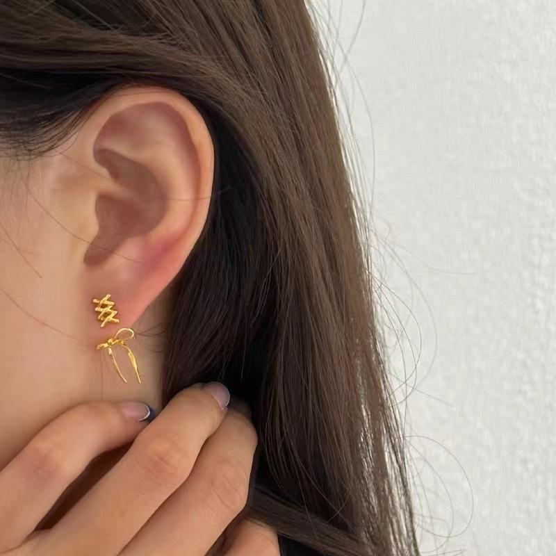 Серьги-пусеты с бантом, нишевый дизайн, высококлассные клипсы для ушей, серьги с иглой из стерлингового серебра, женские