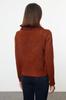 Women's Elegance Style Sweater Stone Soft Textured Bronze Detailed Knitwear Sweater