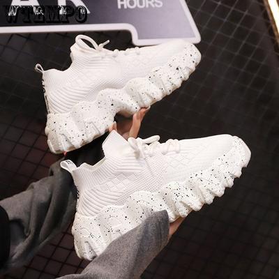 Женская обувь, носки с эластичной резинкой на толстой подошве, топы, повседневная обувь, спортивная обувь, летная вязаная обувь, студенческая обувь