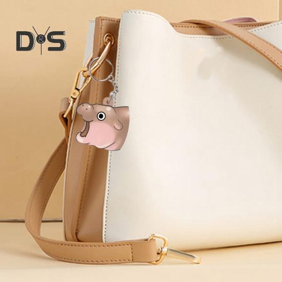 Брелок-подвеска в виде бегемота, небольшой брелок-подвеска, выделяющийся, необычный брелок-подвеска, сумка, рюкзак, аксессуар, подарок