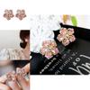Pink Flower Zircon Ear Pins With Silver Needle For Casual And Formal Occasions