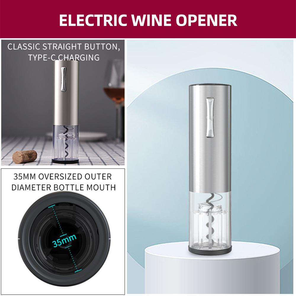 Electric Wine Opener 4-in-1 Set with Bottle Opener, Wine Decanter Pump with Aerator, Foil Cutter