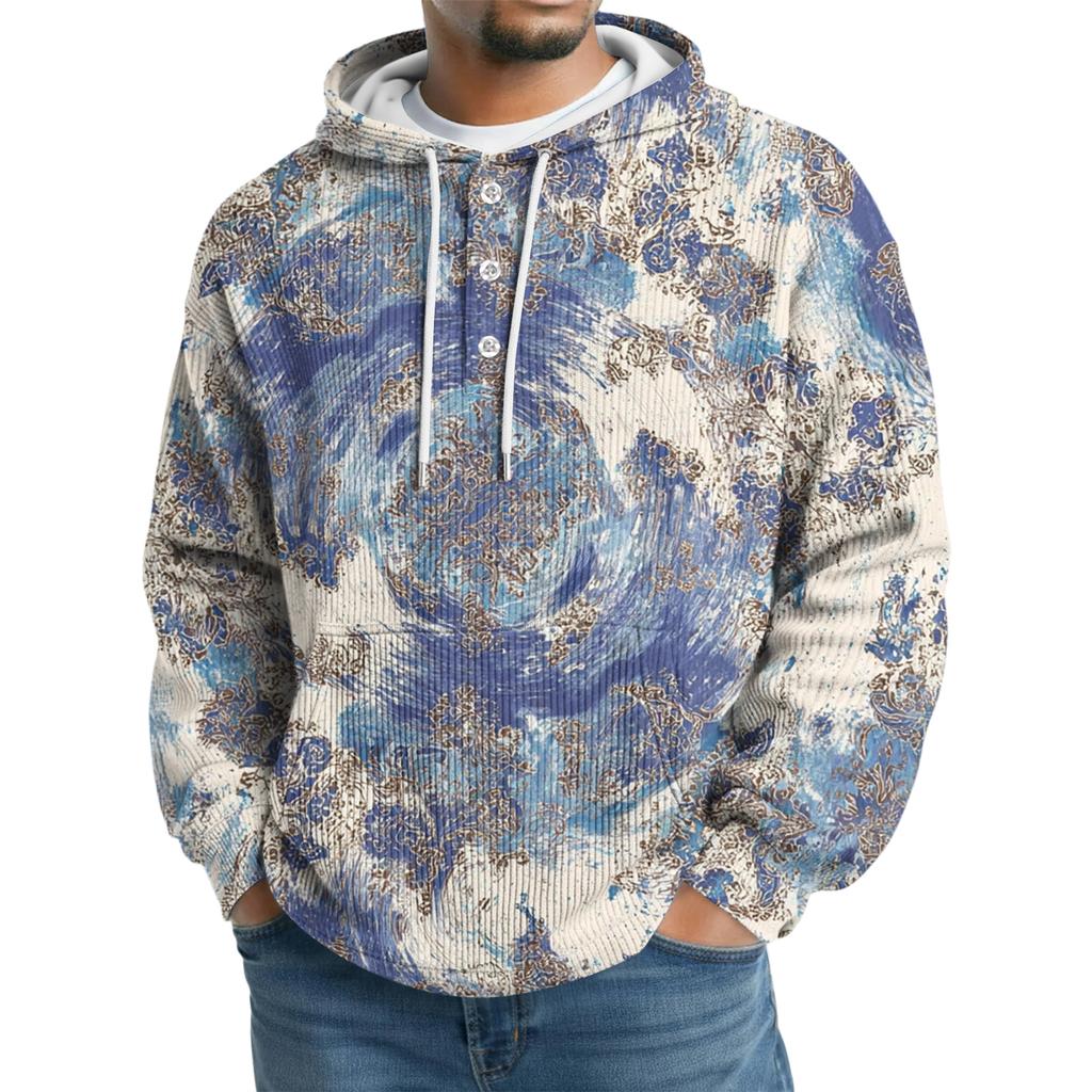 Men's Knit Hooded Sweatshirt Casual Long-Sleeve Sweatshirt