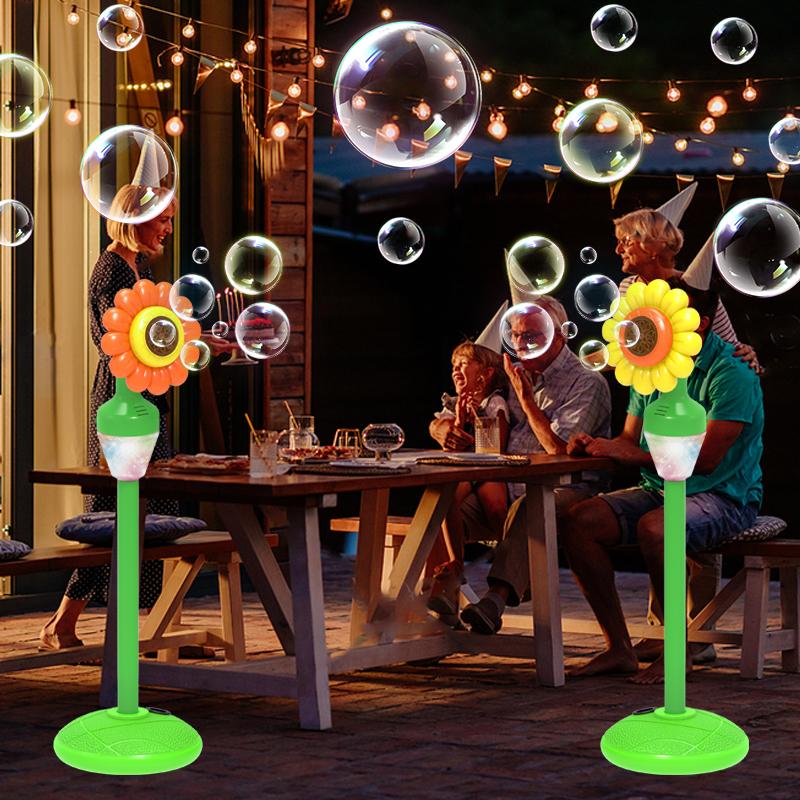 Automatic sunflower Bubble Gun Electric Street Lamp Soap Bubble Machine Maker Outdoor Games for for Wedding Birthday Party Toys