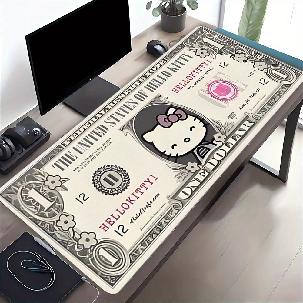 1pc Hello Kitty Dollar Bill Cartoon CharacterComputer Pad with Vibrant Game Machine Print, Mouse Pads for Desk0515032