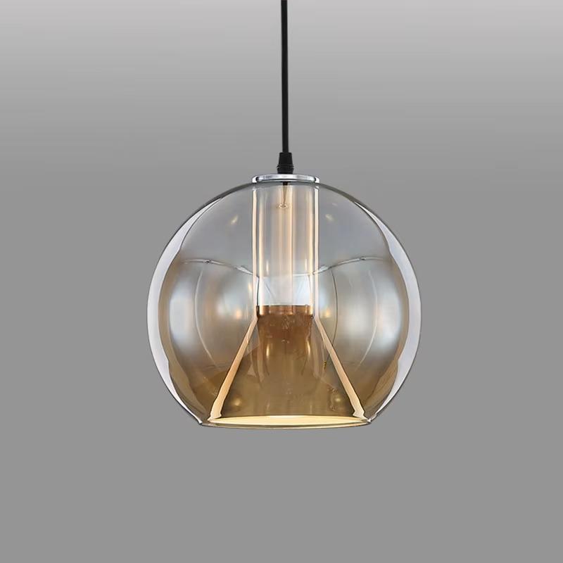 Amber Circle Glass Bauhaus Pendant Lamp Vintage Americano Restaurant Ristorante Hot Pot Regolabile Chandelier Led Bulb Luster