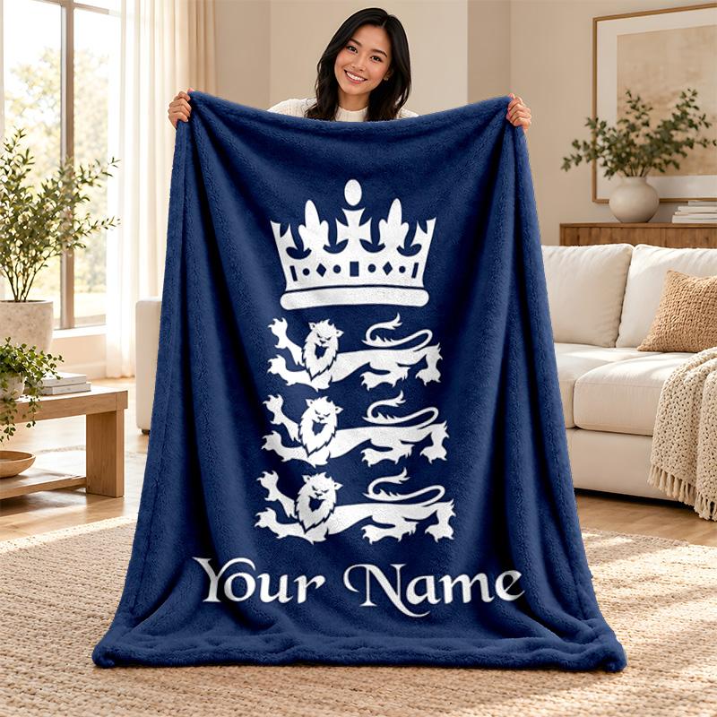 England national football team Custom Name Fleece Blanket Personalized Soft Cozy Throw Blanket Customized Gift for Birthday Christmas