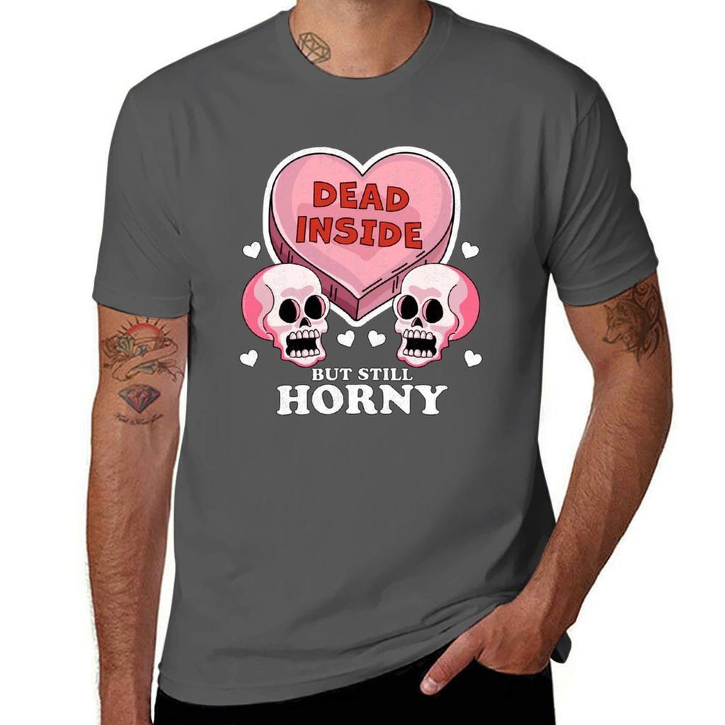 Dead Inside But Still Horny Funny Valentines Day Heart Skull Tshirt Dry Fit Athletic Short Sleeve Shirt
