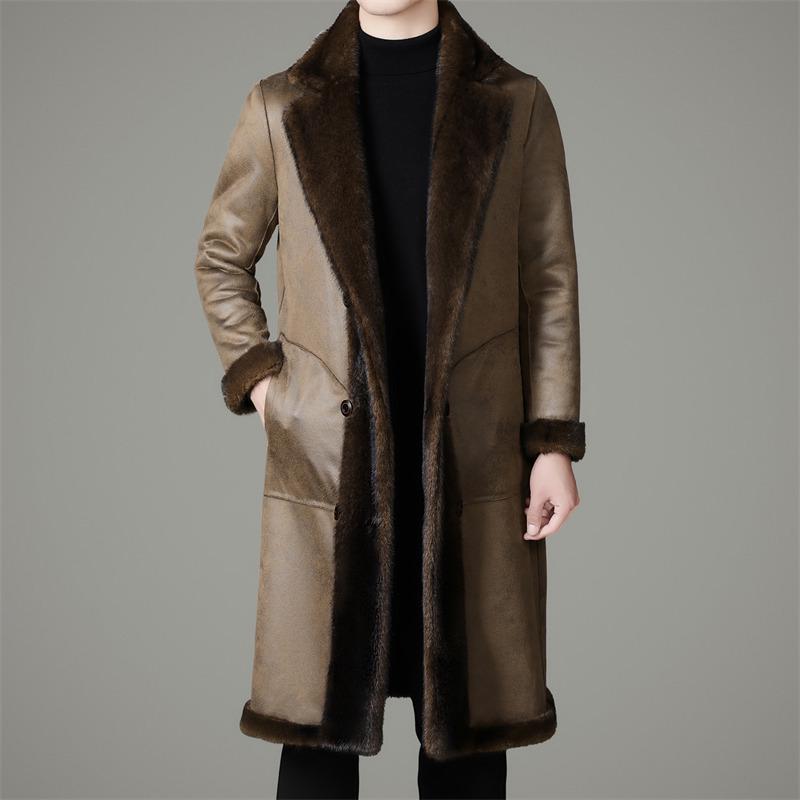 Мужская двусторонняя ветровка из меха норки 2025 года - Зимняя мода для среднего возраста