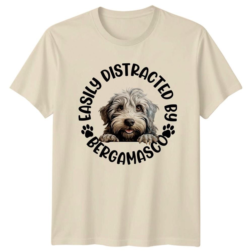 Easily Distracted By Bergamasco Dogs Unisexs TShirt Unisexs Tee Graphic Unisex Top