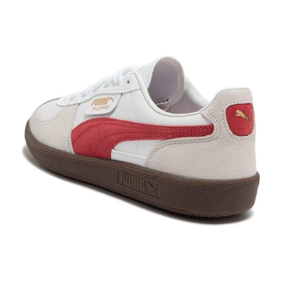 Puma Palermo Leather White Club Red Unisex Sneakers Vapor-Grey 396464-05