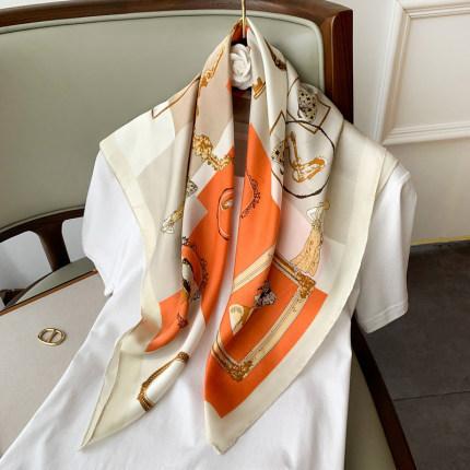 French romantic polka dot versatile imitation mulberry silk scarf women's satin 71 square scarf spring and summer scarf versatile silk scarf scarf