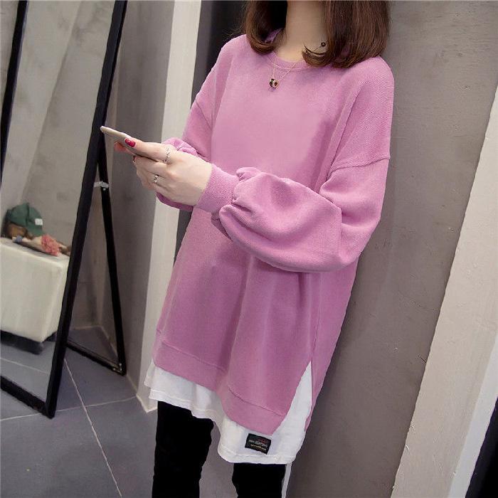 Женский свитер плюс сайз многослойный: Хлопок, средней длины, разрез по низу для удобной носки осенью/зимой.