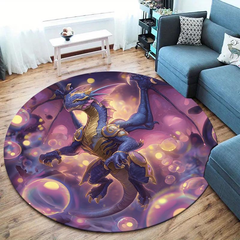 Beautiful dragon Round Area Rug,Carpet Rug for Living Room Bedroom Sofa Playroom Decor,Non-slip Floor Mat