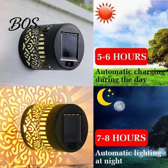 Solar Garden Lights Wall Light, 7 Color Changing Fence Outdoor Projection Patio Lighting Lamp, Waterproof Lamp for Yard Backyard Decor Decorative