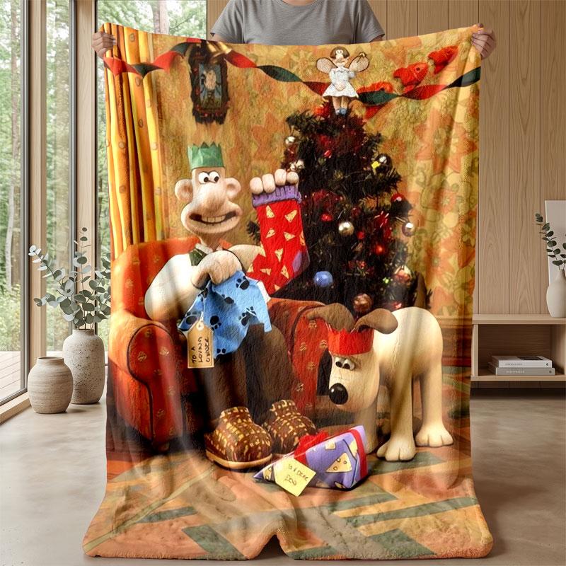 Soft Flannel Blanket Lightweight Cozy Bedroom Living Room CoverWallace & Gromit