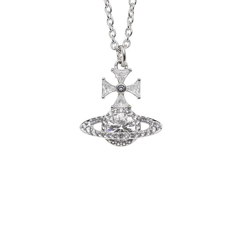 VIVIENNE WESTWOOD Ожерелье-подвеска Mila Saturn Унисекс-ожерелье Латунь Серебро 6301014B02P243P243