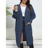 Women's Sweater Cardigan Long Loose Jacket Double Pocket Lantern Sleeve Sweater Cardigan