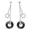 [L7472] - Silver 'Sissi' Earrings Black Silver Ceramic (rhodium Plated) - 42x12 Mm