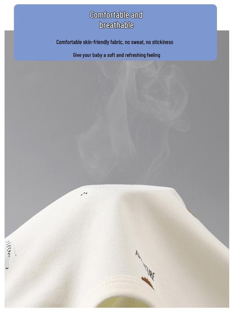 Детский и Малышовый Хлопковый Антибактериальный Комплект Нижнего Белья с Завышенной Талией для Мальчиков и Девочек 0-5 лет - Осенняя Одежда и Брюки