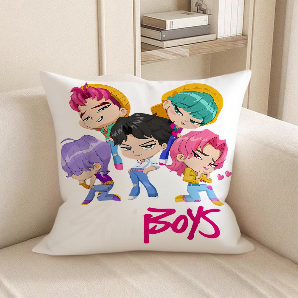 KPop Demon Hunters  Anime show on the pillow: Pink and purple fantasy & Cute character pillowcase fashion home decoration