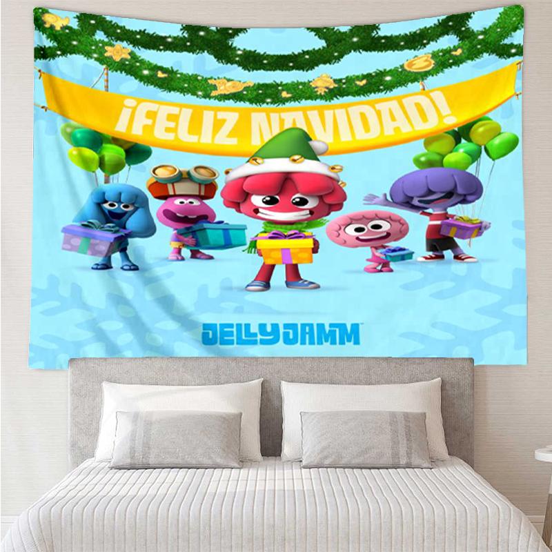 Jelly Jamm Print Tapestry, Backdrop, Easy Setup, Ideal for Bedroom, Office & Living Room, with Aesthetic Wall Hanging Decor.