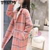 Women's Coats and Jackets Fashion Women's Plaid Double-Breasted Woolen Coat Ladies Overcoat