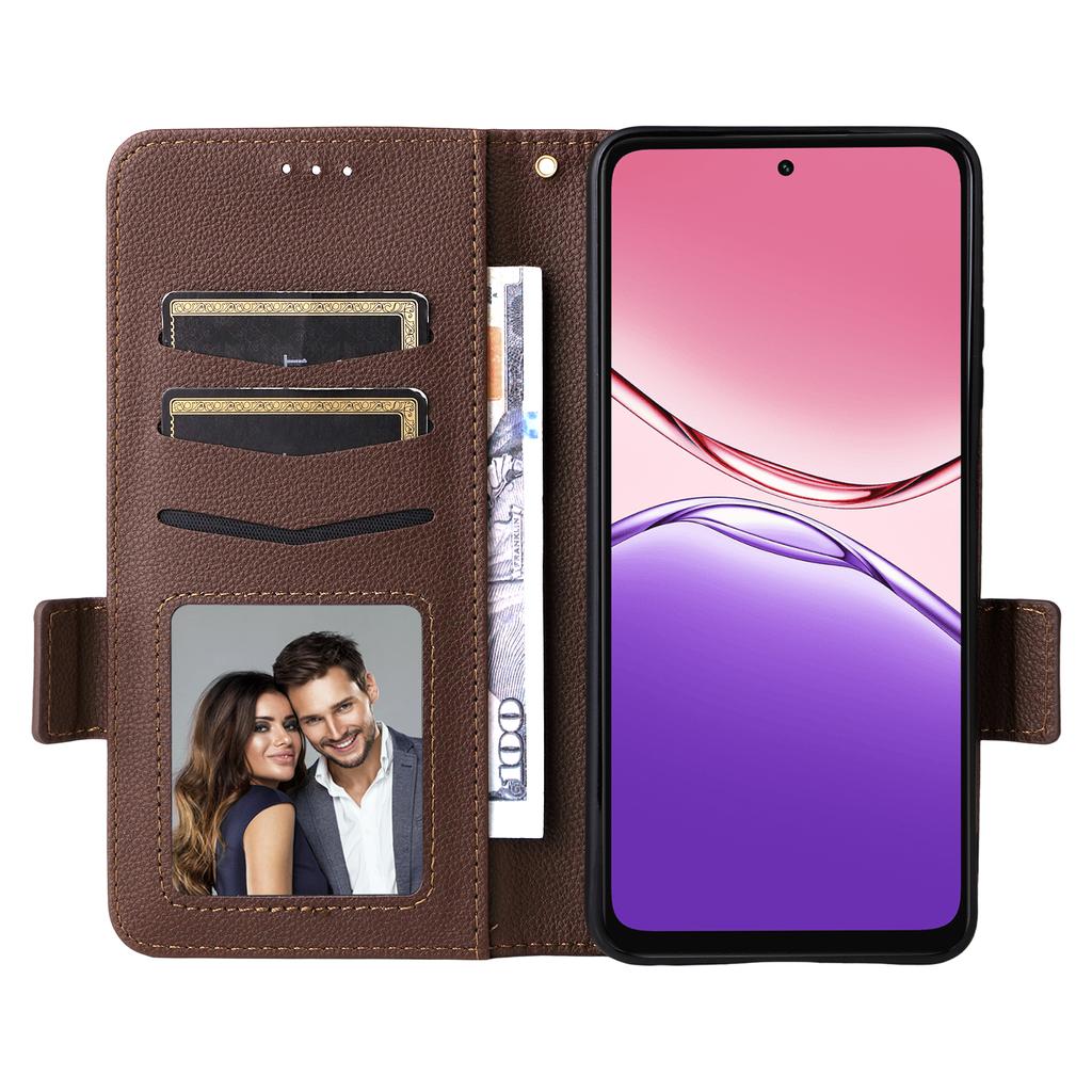 For Oppo A5x 5G/4G Case with Wrist Strap Litchi Texture PU Leather Wallet Phone Cover