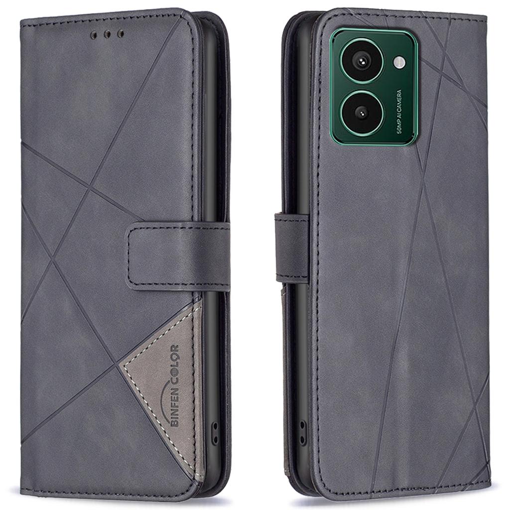 BINFEN COLOR For HMD Pulse+ Phone Cases Wallet Stand Geometry Imprinted Leather Cover