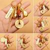 Vintage Lucky Gourd Keychain Pendant Solid Brass Coins Purse Keychain Charm Feng Shui