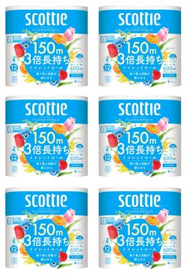 Scotty Flower Pack 3x Более Долговечная Туалетная 4 Однослойная Бумага, Рулоны, 150м, (Пакет 6)
