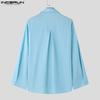 INCERUN Men  Autumn Lapel Neck Double-breasted Long Sleeve Shirts Tops