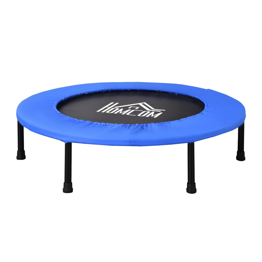 36" Mini Fitness Trampoline Home Gym Yoga Exercise Rebounder Indoor Outdoor Jumper with Safety Pad, Support Up to 100 KG, Blue and Black