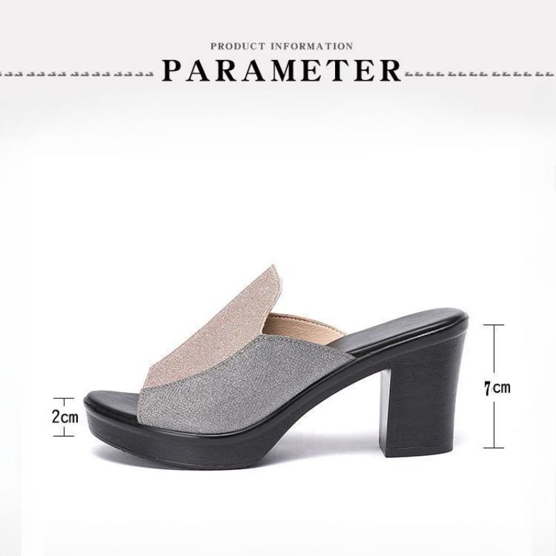 Крутые тапочки для женщин на лето с толстым каблуком и универсальные модные нескользящие прямые тапочки на среднем каблуке для женщин сандалии для женщин