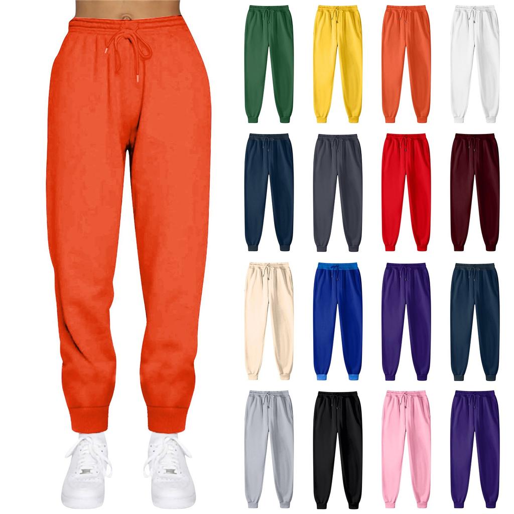 Womens Fashion Loose Solid Sweatpants Drawstring Casual Trousers With Pockets