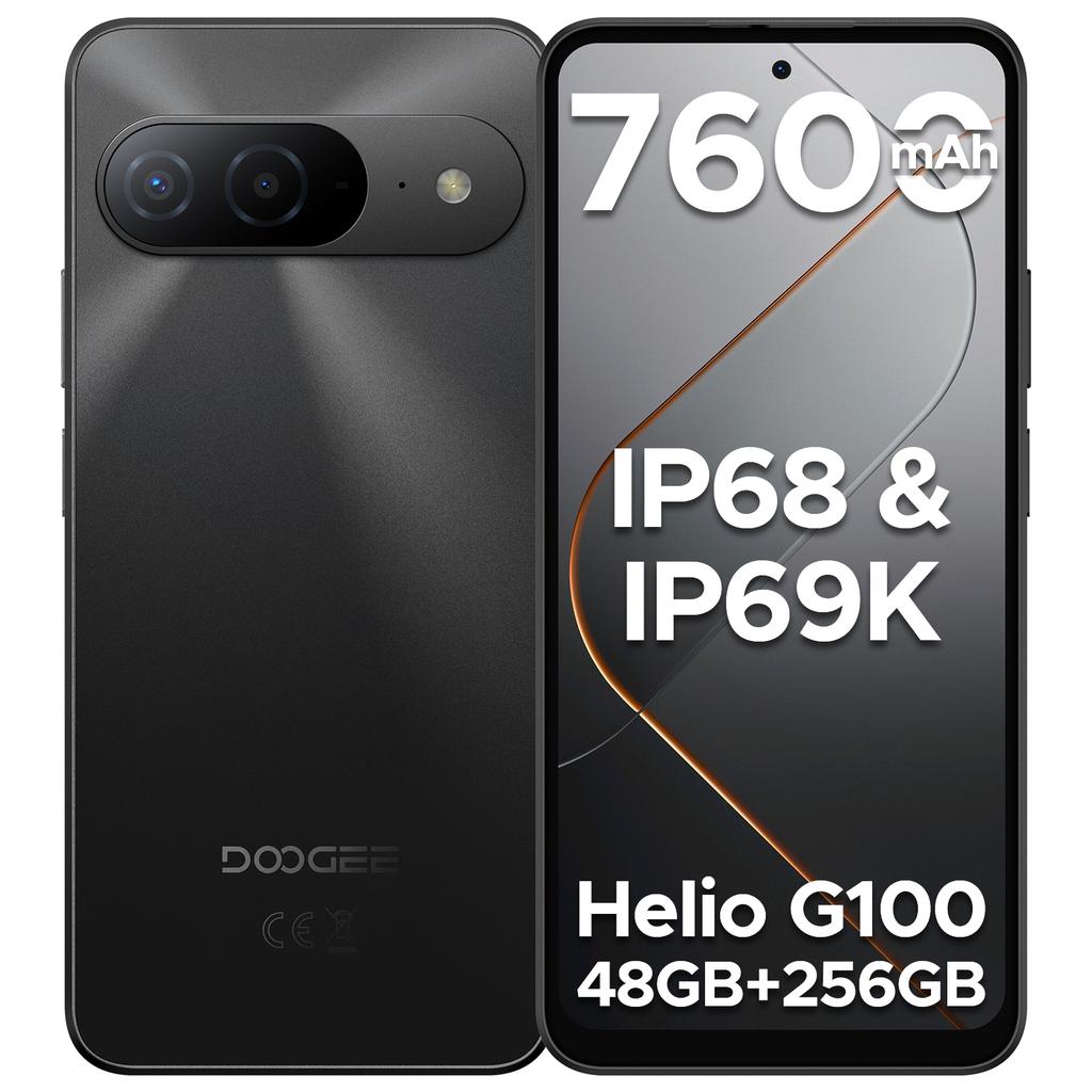 DOOGEE B10 Smartphone IP68 Waterproof Android 16 6.63”Helio G100 7600mAh Battery 48GB RAM(6+42) 256GB ROM Google Pay Supports