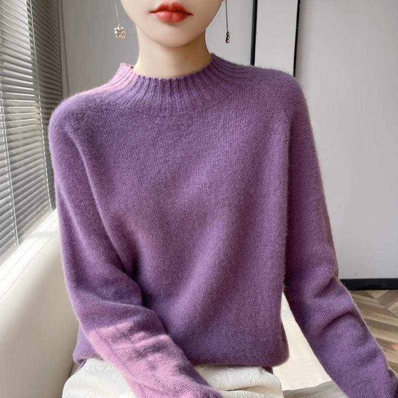 Women's Cashmere Sweater Qinghe Cashmere 30% Cashmere 70% Wool Women's Autumn and Winter Cashmere Pullover Soft and Warm