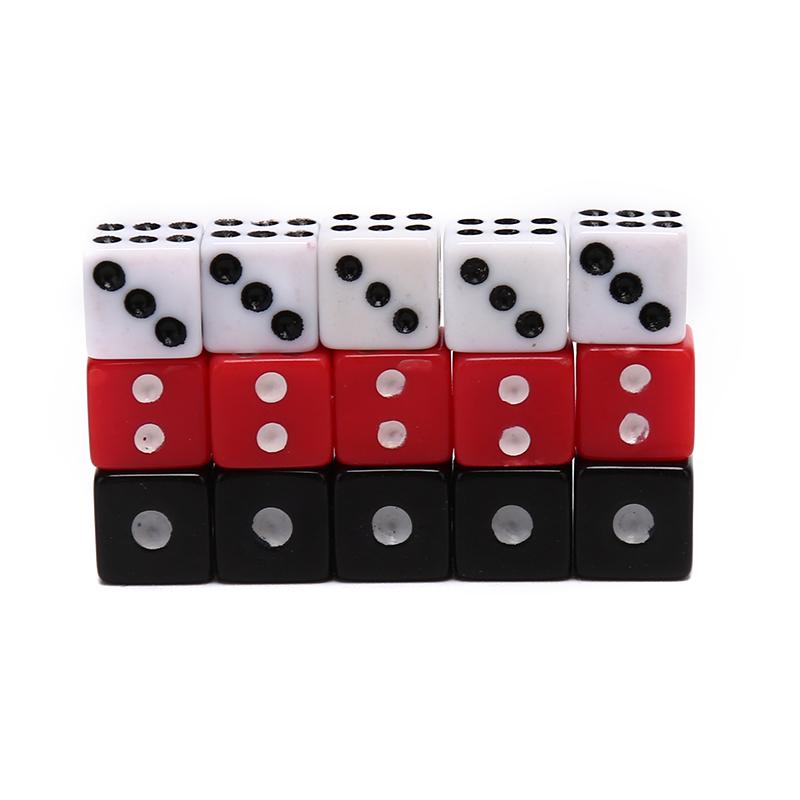 50Pcs Dices 8mm Plastic White/Black/Red Gaming Dice Standard Six Sided Decider Birthday Parties Board Game