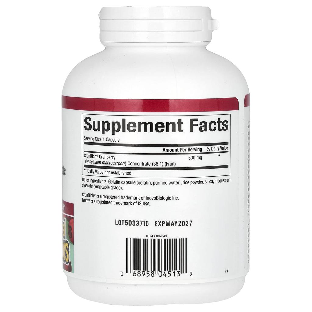 Natural Factors, CranRich, Super Strength, концентрат клюквы, 500 мг, 180 капсул