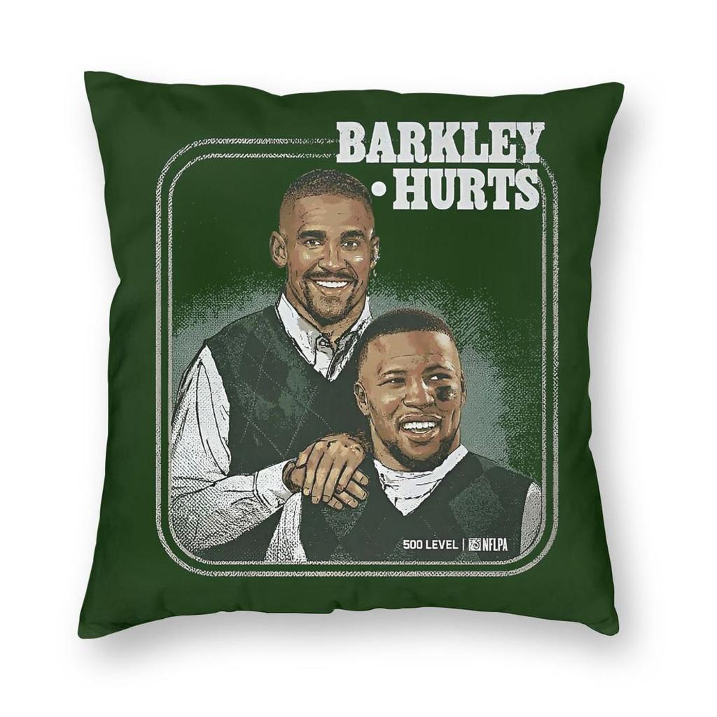 Jalen Hurts & Saquon Barkley Square Pillowcase Polyester Linen Velvet Creative Zip Decor Throw Pillow Case Sofa Cushion Cover