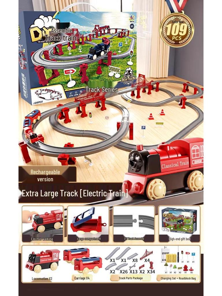 Набор электрического высокоскоростного поезда для детей – Развивающая игрушка с моделью железной дороги, Идеальный подарок на день рождения.