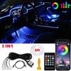 LED Car Interior Ambient Strip Lights RGB Fiber Optic Atmosphere Neon Lighting Kit W/ APP Remote Control Auto Decorative Lamps